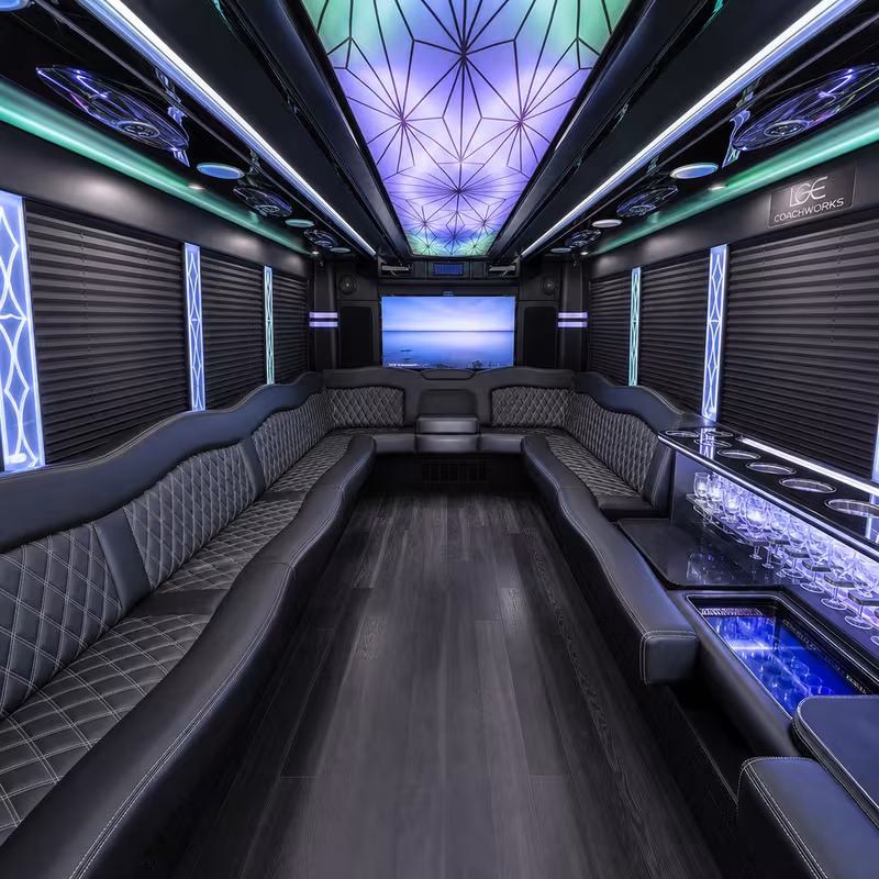 18 Passenger Party Bus Inside