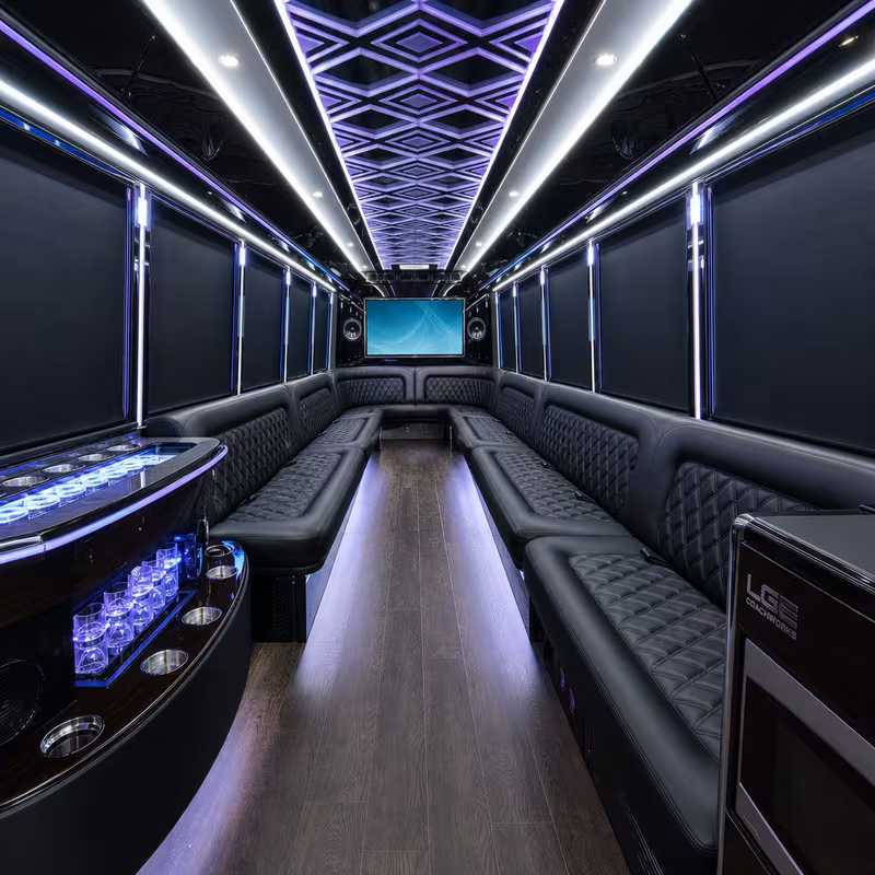 18 Passenger Party Bus Interior