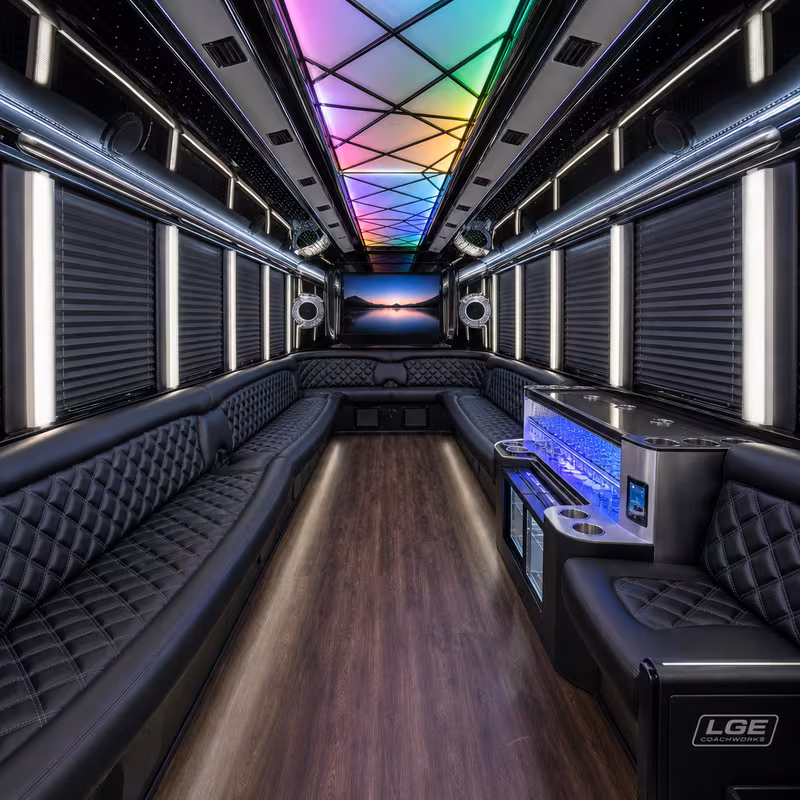 20 Passenger Party Bus Interior