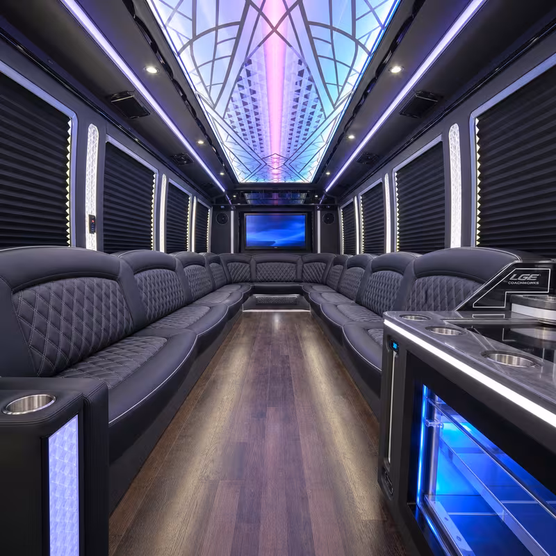 28 Passenger Party Bus Interior