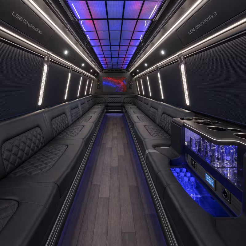 30 Passenger Party Bus Interior