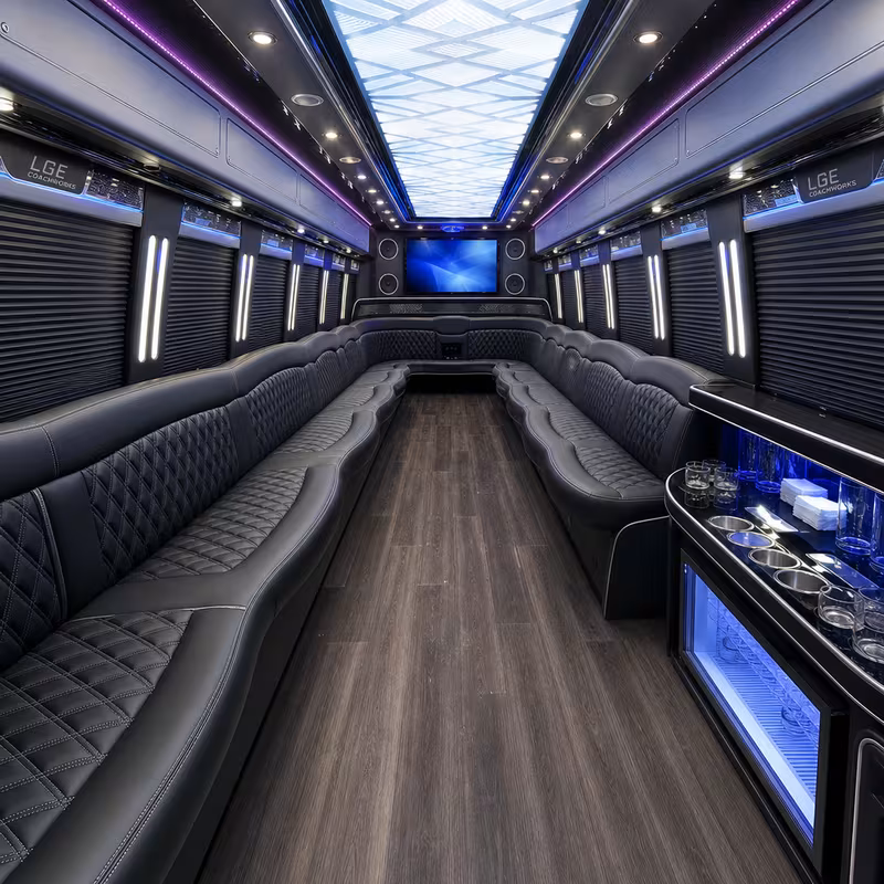 40 Passenger Party Bus Inside