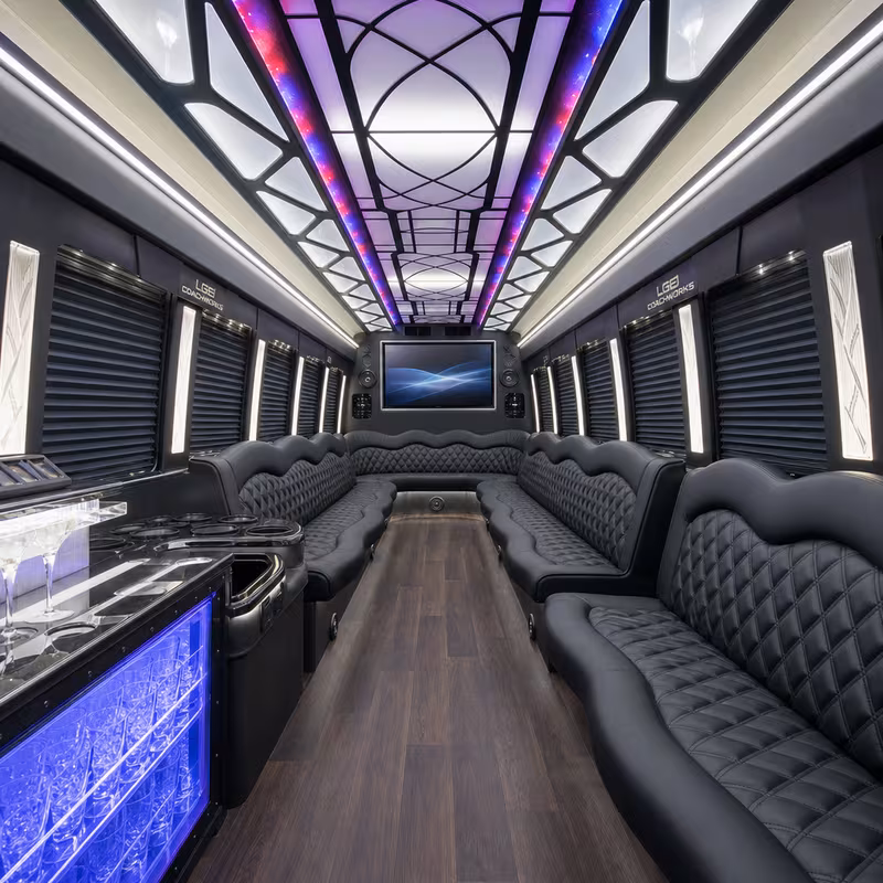 50 Passenger Party Bus Interior