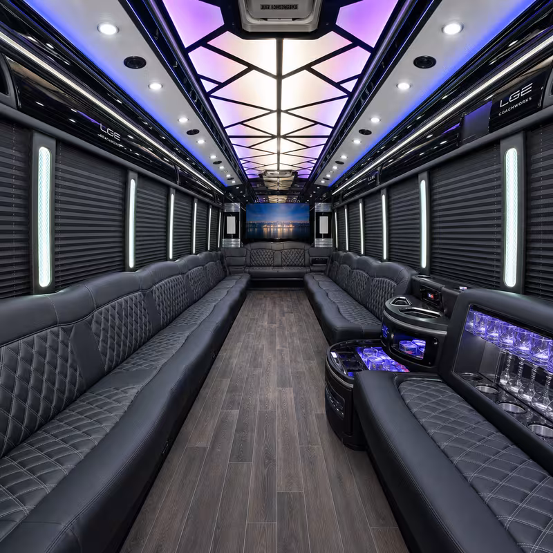 50 Passenger Party Bus Interior