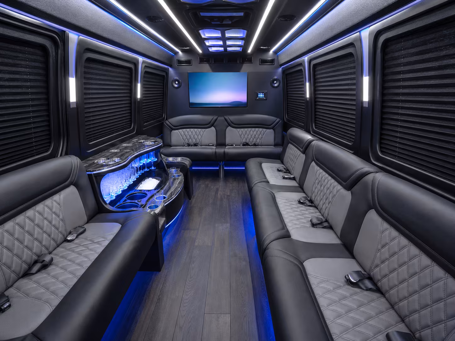 Plano Airport Shuttle & Transportation party bus interior