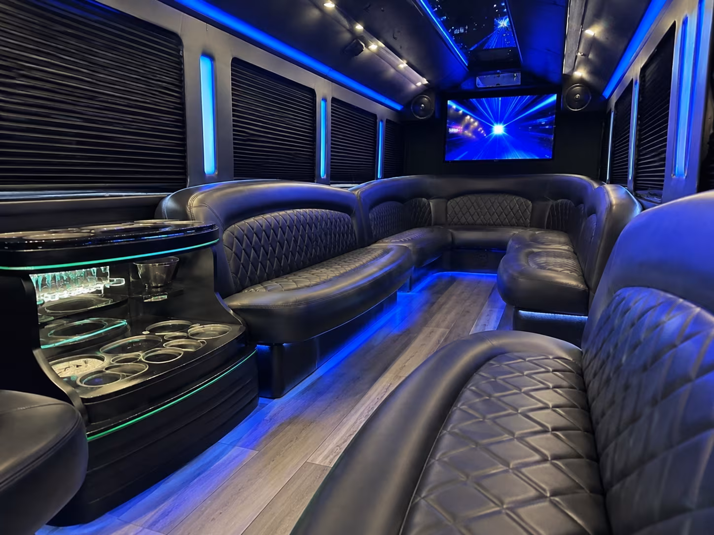 Plano Birthday, Sweet 16, & Quinceañera Transportation party bus interior
