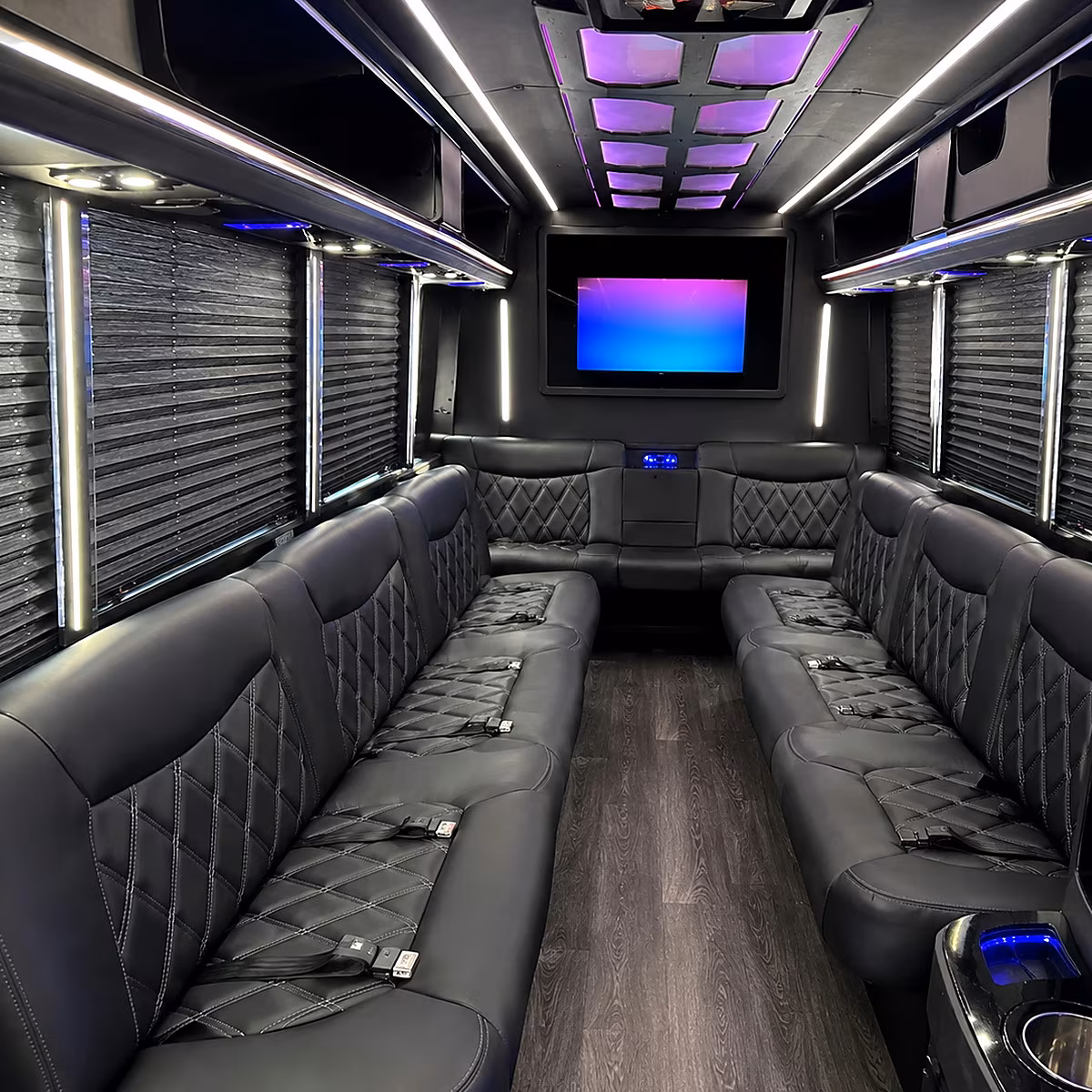 Plano Wedding Transportation party bus interior