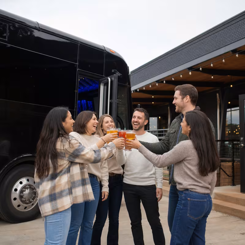 Passengers loading luggage while boarding an Plano group shuttle